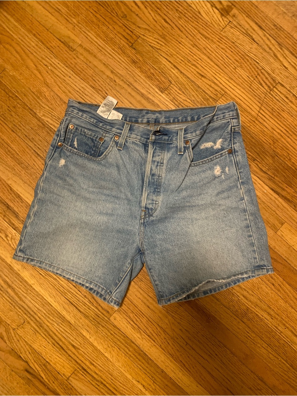 Levi's Light Blue Distressed Denim Shorts